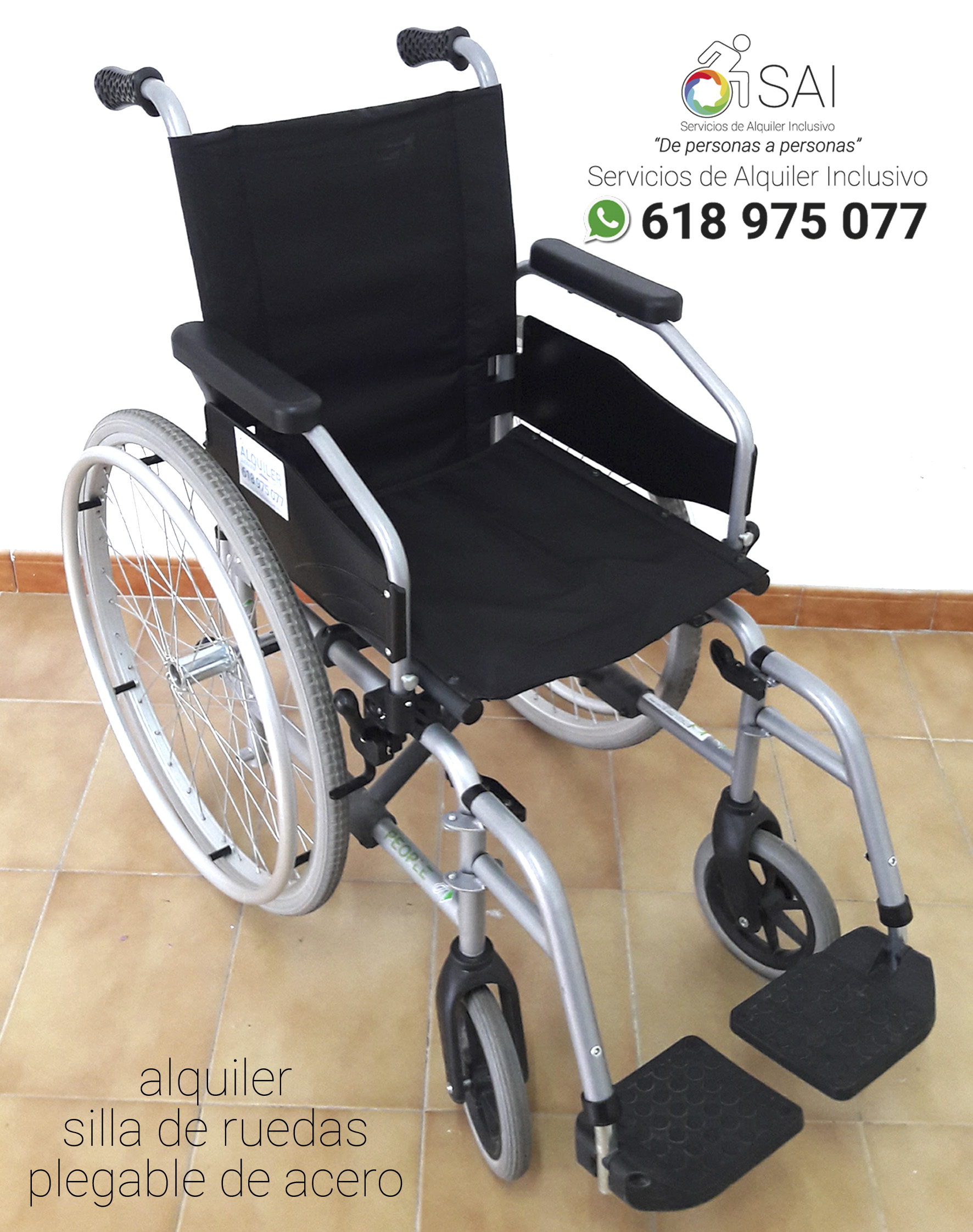 alquiler silla de ruedas plegable acero barcelona